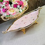 Блюдо Lenardi Бабочки розовые 41 см на ножках