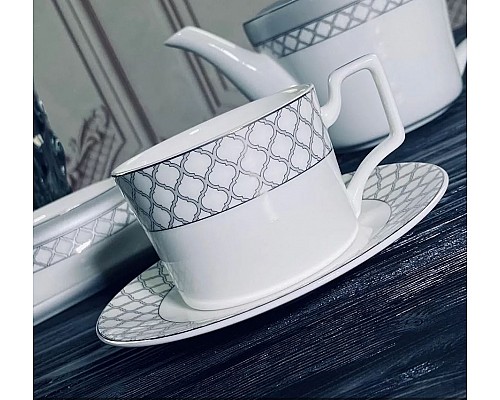 Чайный набор Версаль серебро Lenardi на 6 персон 12 предметов