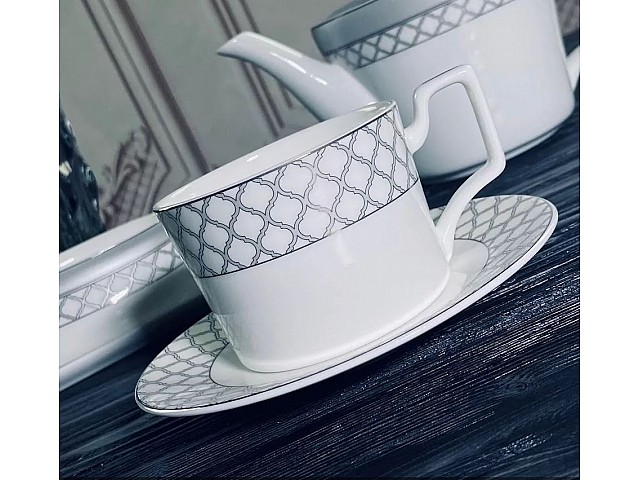 Чайный набор Версаль серебро Lenardi на 6 персон 12 предметов