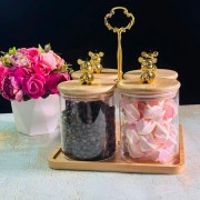 Набор из 4 банок 700 мл для сыпучих продуктов на подставке Bamboo Lenardi