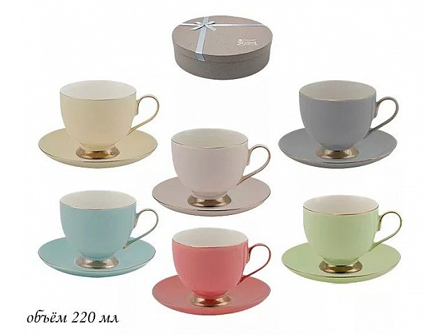 Чайный набор Lenardi Радуга разноцветный 12 предметов 220 мл
