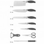 Набор ножей Chef Lenardi 9 предметов на подставке графит