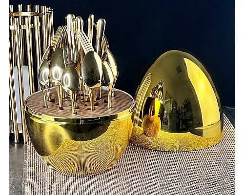 Набор столовых приборов Eclypse Egg Lenardi золотой на 6 персон 24 предмета