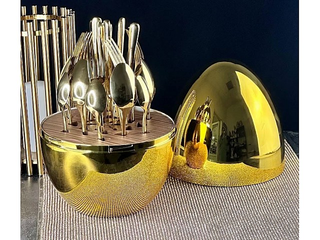 Набор столовых приборов Eclypse Egg Lenardi золотой на 6 персон 24 предмета