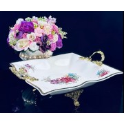 Блюдо квадратное 34 см Астория Lenardi на ножках с ручками