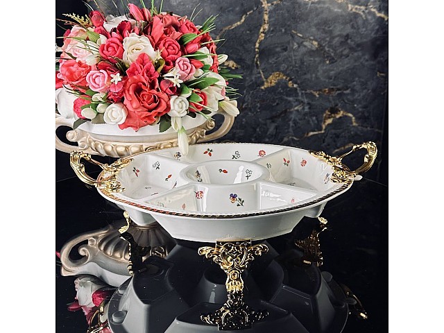 Менажница круглая 33 см Годжи Lenardi на ножках с ручками