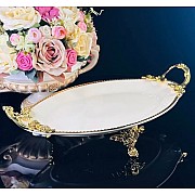 Блюдо 36 см Atlantis Cream Lenardi на ножках с ручками