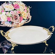 Блюдо 35 см Atlantis Cream Lenardi на ножках с ручками