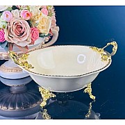 Глубокое блюдо 25 см Atlantis Cream Lenardi на ножках с ручками