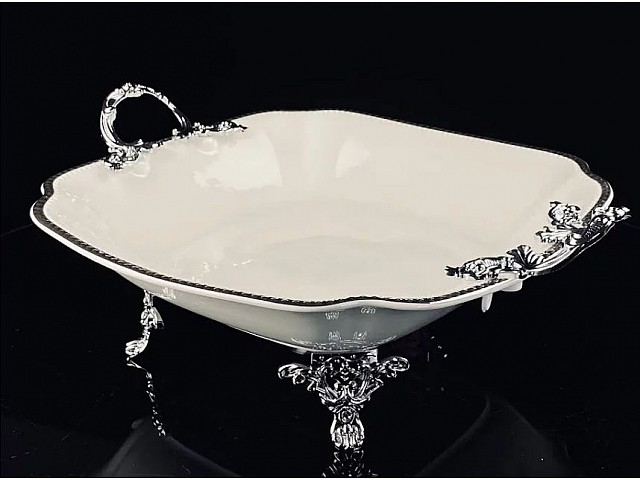 Блюдо глубокое 33 см Atlantis Lenardi на ножках с ручками