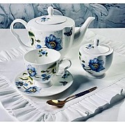 Чайный сервиз Flowers Lenardi синий цветок на 6 персон 14 предметов