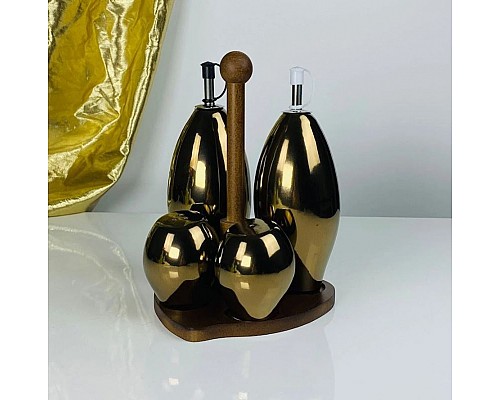 Набор для специй бутылки для масла,уксуса и солонки на подставке Винтаж Lenardi Набор для специй бутылки для масла,уксуса и солонки на подставке Винтаж Lenardi