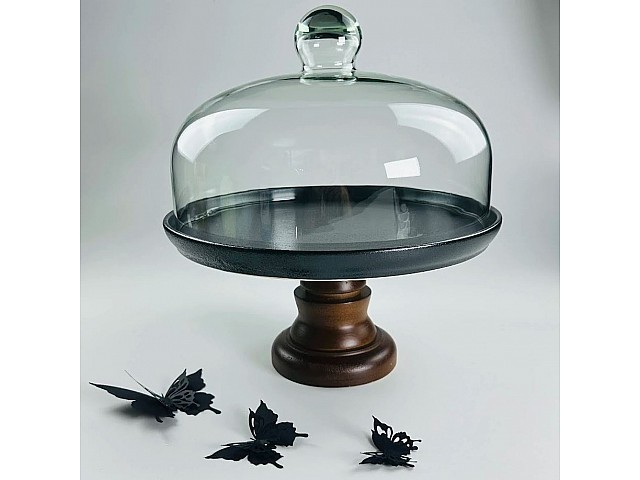Тортовница 28 см на ножке с крышкой Blackwood Lenardi