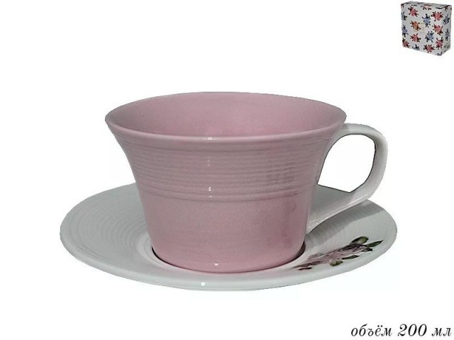 Чайная пара Lenardi Акварель розовая 200 мл