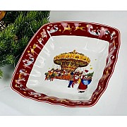 Квадратный салатник 23х6 см Новогодний Lenardi