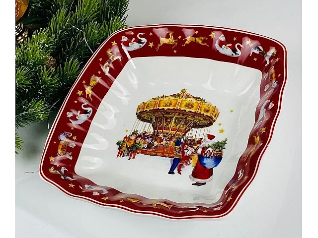 Квадратный салатник 23х6 см Новогодний Lenardi