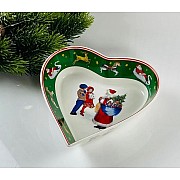 Глубокое блюдо в форме сердца зеленое Новогодний Lenardi