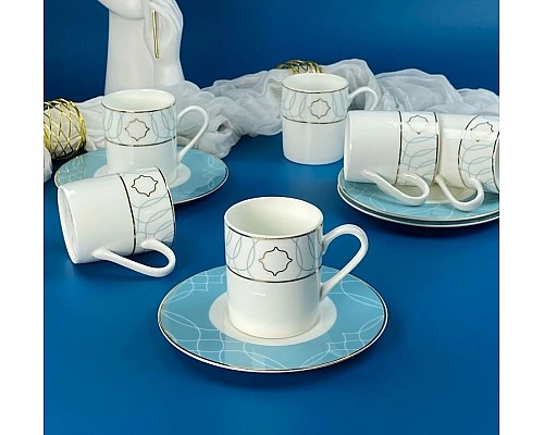 Кофейный набор на 6 персон 12 предметов 130 мл Blu Turkese Lenardi Кофейный набор на 6 персон 12 предметов 130 мл Blu Turkese Lenardi