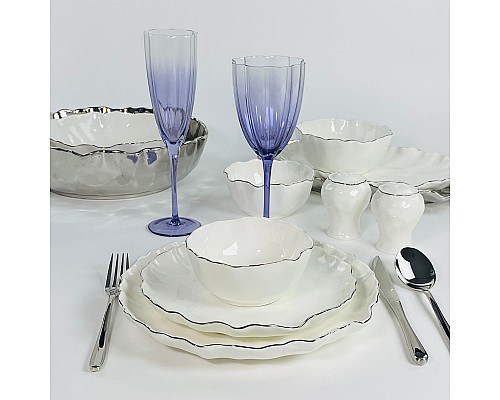 Обеденный сервиз на 6 персон 30 предметов Ванесса серебро Обеденный сервиз на 6 персон 30 предметов Ванесса серебро