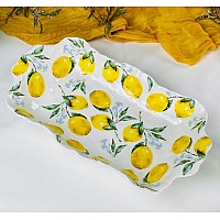 Прямоугольное глубокое блюдо 34 см Лимоны Lenardi