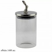 Банка для сыпучих продуктов Зайчик Lenardi серебряный 1,4 л