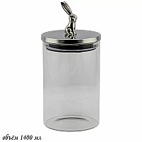 Банка для сыпучих продуктов Зайчик Lenardi серебряный 1,4 л Банка для сыпучих продуктов Зайчик Lenardi серебряный 1,4 л