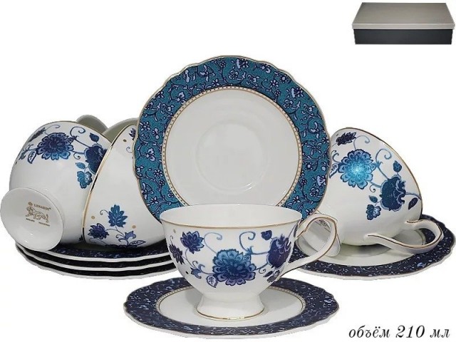 Набор чашек с блюдцами Lenardi Гжель 210 мл 12 предметов