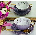 Чайный набор Ракушка Lenardi на 6 персон 12 предметов фиолетовый