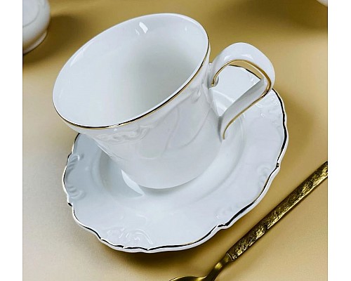 Чайный набор на 6 персон 12 предметов Крокус золото Lenardi