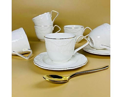 Кофейный набор на 6 персон 12 предметов 140 мл Крокус золото Lenardi