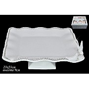 Квадратное блюдо 23см Lenardi Голубь и голубка