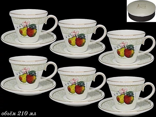 Чайный набор Lenardi Фрукты Груши 12 предметов 210 мл