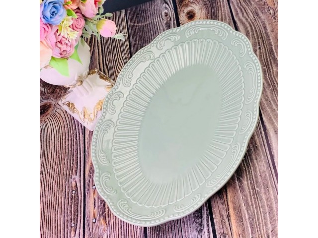 Овальное блюдо Бавария Lenardi серое 33 см