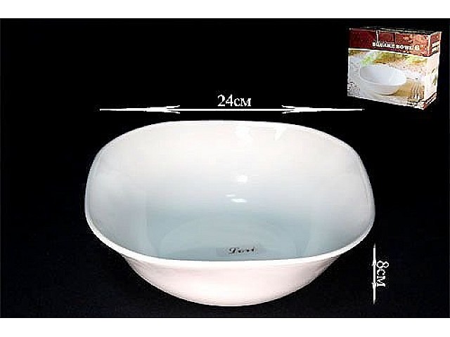 Квадратный салатник 24 см Lenardi White Опаловое стекло