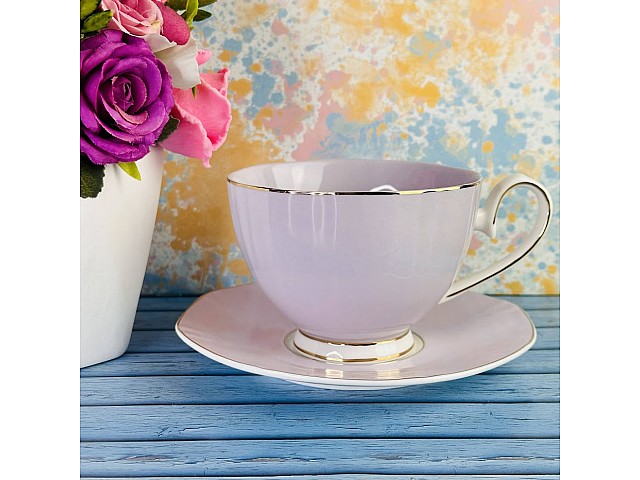 Чайный набор на 6 персон 12 предметов 250 мл Viola Lenardi сиреневый