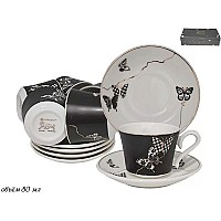 Кофейный набор Lenardi Butterfly черный 80 мл