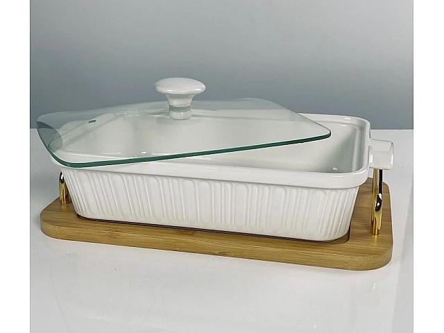 Прямоугольное блюдо для запекания 31 см с крышкой на подставке Antik Lenardi