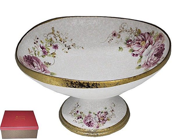 Фруктовница на ножке Мраморная Lenardi 30 см