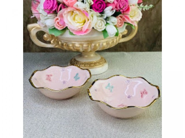 Набор из 2 салатников Lenardi Бабочки розовые 14 см