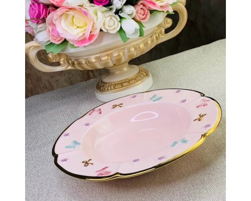 Набор 6 глубоких тарелок Lenardi Бабочки розовые 21,5 см