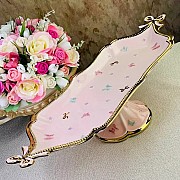 Фруктовница Lenardi Бабочки розовые 56 см на ножке