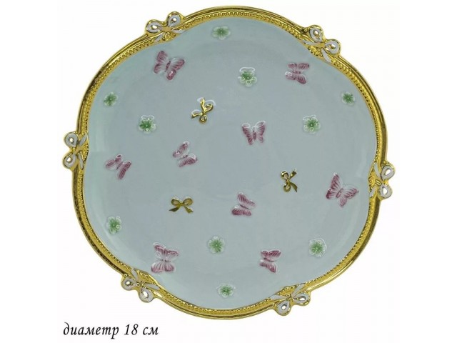 Круглое блюдо Бабочки Lenardi зеленые 18 см