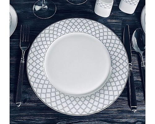 Набор 6 тарелок 27 см Версаль серебро Lenardi