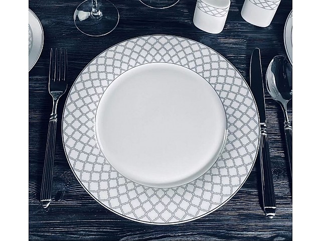 Набор 6 тарелок 27 см Версаль серебро Lenardi