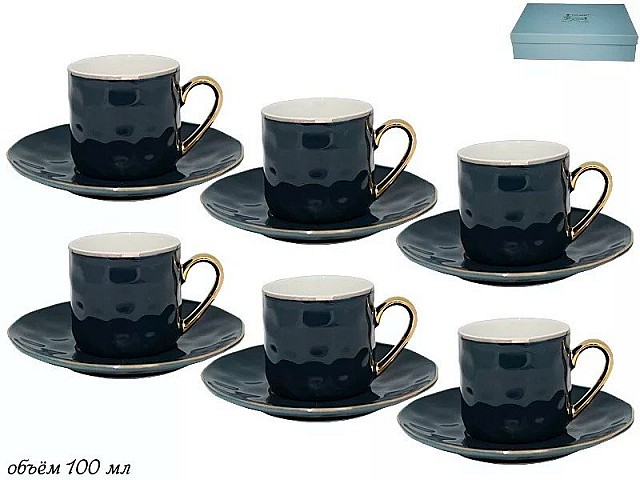 Кофейный набор Блеск Lenardi синий 100 мл 12 предметов