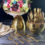 Набор столовых приборов 24 предмета Eclypse Lenardi на подставке золото