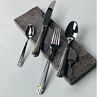 Набор столовых приборов Eclypse Lenardi на 6 персон 24 предмета серебро с золотом