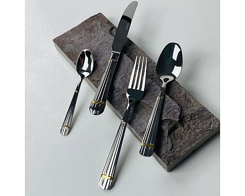 Набор столовых приборов Eclypse Lenardi на 6 персон 24 предмета серебро с золотом