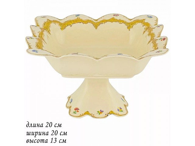 Квадратная конфетница Lenardi Оливия 20 см на ножке