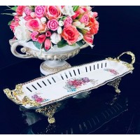 Блюдо прямоугольное 34 см Астория Lenardi на ножках с ручками Блюдо прямоугольное 34 см Астория Lenardi на ножках с ручками